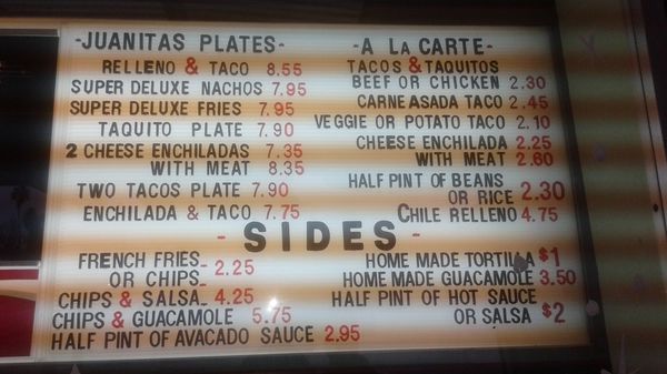 Menu photo 8 Juanita's Drive In Pomona, CA