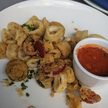 River: A Waterfront Restaurant & Bar - Calamari.... Very gummy (don't think it was fully cooked) and more peepers than anything! - Steakhouses Near Me - Wethersfield, Connecticut River: A Waterfront Restaurant & Bar - Calamari.... Very gummy (don't think it was fully cooked) and more peepers than anything! - Steakhouses Near Me - Wethersfield, Connecticut