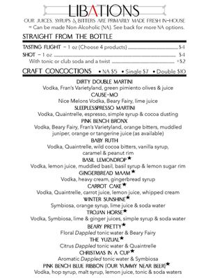 Menu photo 1 Pink Bench Distilling Troy, MT Menu photo 1 Pink Bench Distilling Troy, MT