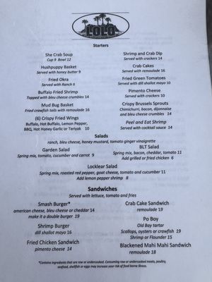 Menu photo 3 Locklear's on Little Oak Charleston, SC