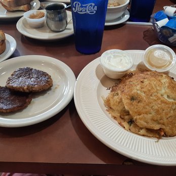 N and T's Restaurant - Potato pancakes with spicy hot sausage - New American Near Me - Zion, Illinois
