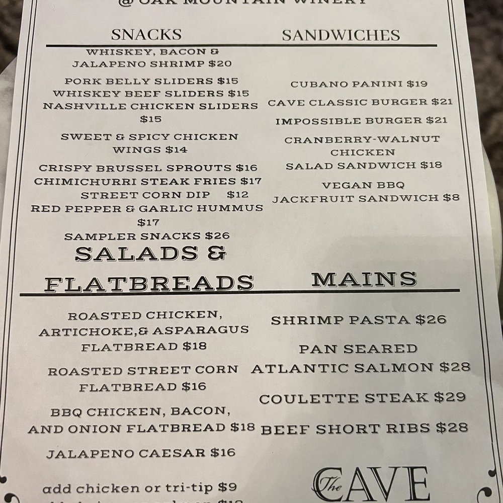 Oak Mountain Winery - 06/2022 menu - Wineries Near Me - Temecula, California Oak Mountain Winery - 06/2022 menu - Wineries Near Me - Temecula, California