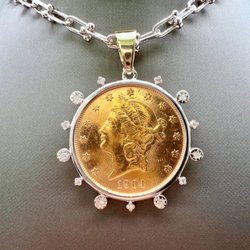 Renzulli's Jewelry World - White gold custom diamond coin frame pendant!