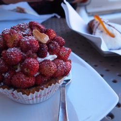 Cappello - Strawberries and cream tart and a cannoli! Strawberries and cream for the win!