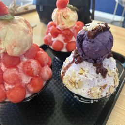 Ube and watermelon bingsu Ube and watermelon bingsu