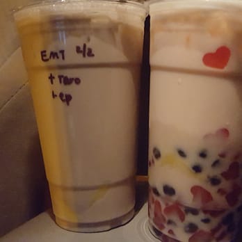 Pekoe - LEFT: Earl Grey w/ Taro Flavor & Egg Pudding; RIGHT: Pretty in Pink & Egg Pudding - Coffee & Tea Near Me - San Jose, California Pekoe - LEFT: Earl Grey w/ Taro Flavor & Egg Pudding; RIGHT: Pretty in Pink & Egg Pudding - Coffee & Tea Near Me - San Jose, California