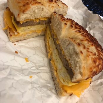 Fairfax Bakery - Sausage egg and cheese on Asiago bagel - Bakeries Near Me - Fairfax, Virginia