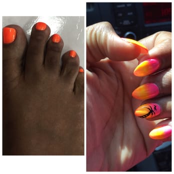 Allure Nails - Love my almond shape sunset nails!! - Nail Salons Near Me - Irving, Texas