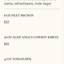 Price menu for a normal day