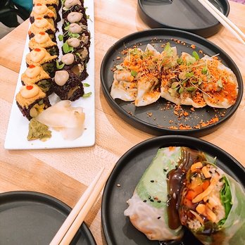 Beyond Sushi - Spicy Mango sushi roll and mighty mushroom sushi roll - Sushi Bars Near Me - New York, New York Beyond Sushi - Spicy Mango sushi roll and mighty mushroom sushi roll - Sushi Bars Near Me - New York, New York