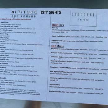 ALTITUDE Sky Lounge - Menu 9.5.25 - Lounges Near Me - San Diego, California