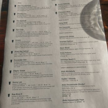Alulu Brewpub - Beer menu on 8/12/2017 - New American Near Me - Chicago, Illinois