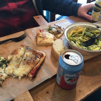 ZeroZero39 Pizzeria - Pesto pasta with eggplant pizza and mushroom pizza! - Pizza Near Me - Huntington Beach, California