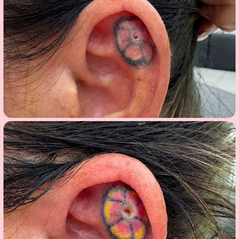 TNT Tattoo - Flower ear tattoo correction - Piercing Near Me - Aiea, Hawaii TNT Tattoo - Flower ear tattoo correction - Piercing Near Me - Aiea, Hawaii