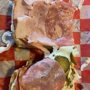 Samuel Mancino's Italian - Whats missing here? Umm....the fillings!! One slice of folded meat per quarter and sprinkled toppings. The meal....a loaf of bread for $15. - Italian Near Me - Gobles, Michigan Samuel Mancino's Italian - Whats missing here? Umm....the fillings!! One slice of folded meat per quarter and sprinkled toppings. The meal....a loaf of bread for $15. - Italian Near Me - Gobles, Michigan