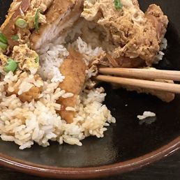 Chicken katsu don. Sorry don't get this it's just kids chicken tenders. Not the usual panko breaded chicken. Chicken katsu don. Sorry don't get this it's just kids chicken tenders. Not the usual panko breaded chicken.