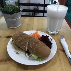 Club Salad - Veggie baguette and a massive banana shake