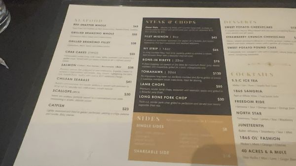 Menu photo 1 1865 Steak Seafood & Cigars Washington, DC, DC Menu photo 1 1865 Steak Seafood & Cigars Washington, DC, DC