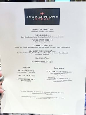 Menu photo 8 Jack Binion's Steak Las Vegas, NV