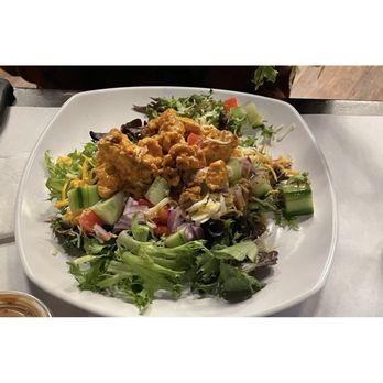 Over the Falls - Fried chicken salad with balsamic vinaigrette - Burgers Near Me - Wake Forest, North Carolina Over the Falls - Fried chicken salad with balsamic vinaigrette - Burgers Near Me - Wake Forest, North Carolina