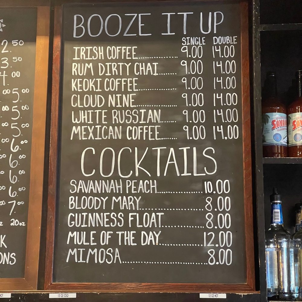 Vic's Coffee Bar - List of alcoholic additives for your coffee. Very interesting - Coffee & Tea Near Me - Savannah, Georgia Vic's Coffee Bar - List of alcoholic additives for your coffee. Very interesting - Coffee & Tea Near Me - Savannah, Georgia