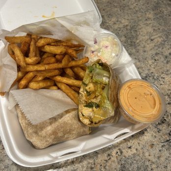 P & S Pizza House - Buffalo Caesar wrap with Cajun fries - Pizza Near Me - Clinton, Massachusetts