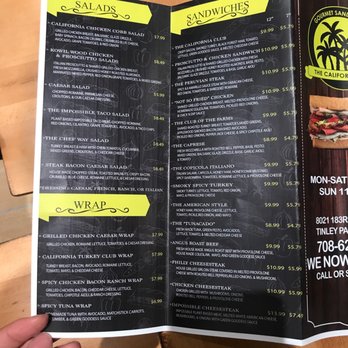 The California Way - Menu - Sandwiches Near Me - Tinley Park, Illinois