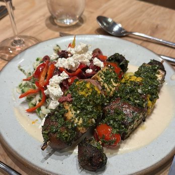 Greens Restaurant - Mesquite Grilled Tofu Brochettes - Vegetarian Near Me - San Francisco, California Greens Restaurant - Mesquite Grilled Tofu Brochettes - Vegetarian Near Me - San Francisco, California