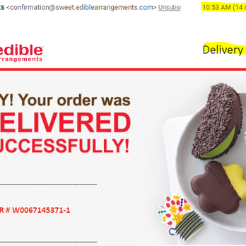 Edible Arrangements - ...And my order was delivered an hour and a half later at 10:45! WOW, I'm so impressed - Chocolatiers & Shops Near Me - Burbank, California Edible Arrangements - ...And my order was delivered an hour and a half later at 10:45! WOW, I'm so impressed - Chocolatiers & Shops Near Me - Burbank, California