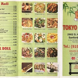 New Tokyo Express - Menu - front and sushi rolls