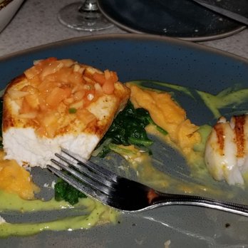 Poseidon on the Beach - Swordfish and a scallop from mommy's plate - Seafood Near Me - Del Mar, California Poseidon on the Beach - Swordfish and a scallop from mommy's plate - Seafood Near Me - Del Mar, California