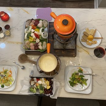 Geja's Cafe - We got the works for Valentine's Day. Chocolate fondue not picture but it was also exceptional. - Fondue Near Me - Chicago, Illinois Geja's Cafe - We got the works for Valentine's Day. Chocolate fondue not picture but it was also exceptional. - Fondue Near Me - Chicago, Illinois