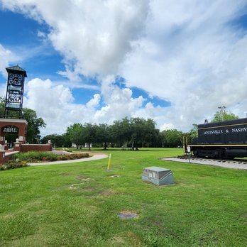 Centennial Plaza - Train next to tower - Parks Near Me - Foley, Alabama