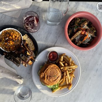 Cafe Gratitude - Butternut squash dip, fried mushroom burger, and forbidden rice bowl - Vegan Near Me - Venice, California Cafe Gratitude - Butternut squash dip, fried mushroom burger, and forbidden rice bowl - Vegan Near Me - Venice, California