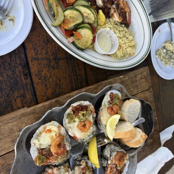 TopWater Grill - Diablo oysters and griled snapper and jumbo shrimp - Seafood Near Me - San Leon, Texas TopWater Grill - Diablo oysters and griled snapper and jumbo shrimp - Seafood Near Me - San Leon, Texas