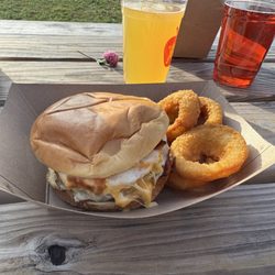 Fillers - Melty Legacy burger and onion rings
