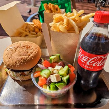 Chicken Avenue - Full Meal w/ Lamb Burger, Fresh Hot Chips w/ chicken salt, Chicken Chippys, Greek Salad and a coke - Fast Food Near Me - Horningsea Park, NSW Chicken Avenue - Full Meal w/ Lamb Burger, Fresh Hot Chips w/ chicken salt, Chicken Chippys, Greek Salad and a coke - Fast Food Near Me - Horningsea Park, NSW