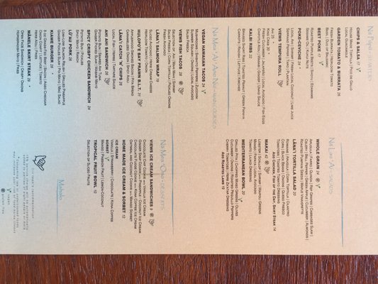 Menu photo 2 Views Lanai, HI