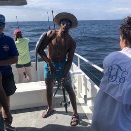 Bryson with the remora he caught.