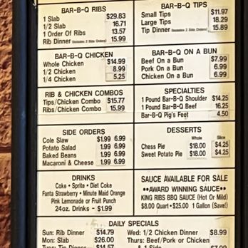 King Ribs Bar-B-Q - Menu 2-Feb-2025 - Barbeque Near Me - Indianapolis, Indiana King Ribs Bar-B-Q - Menu 2-Feb-2025 - Barbeque Near Me - Indianapolis, Indiana
