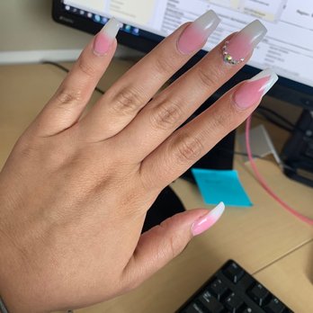 Nails 4 You - Pink & white ombré acrylics - Nail Salons Near Me - Canoga Park, California