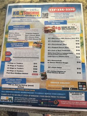 Menu photo 4 KC Sunshine Grill North Redington Beach, FL
