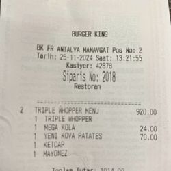 Burger King - Bon Bestellung 11-2024
