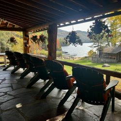 Alpine Village - View of Lake George front lodge porch