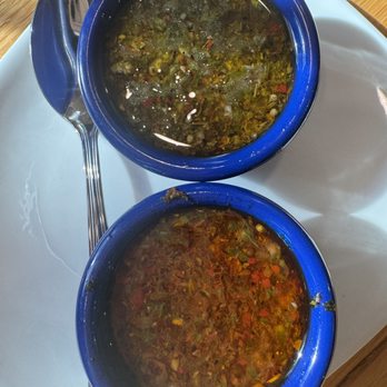 El Patio - Sauces -- one spicy, one not. Both yummy! - Argentine Near Me - Rockville, Maryland El Patio - Sauces -- one spicy, one not. Both yummy! - Argentine Near Me - Rockville, Maryland