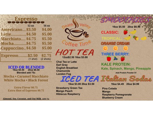 Menu photo 1 Death Valley Coffee Time Beatty, NV