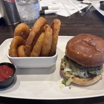 80/20 @ Kaelin's - Steak burger with onion rings. - Burgers Near Me - Louisville, Kentucky