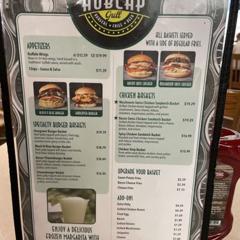 Hubcap Grill - a menu for a burger - Burgers Near Me - Houston, Texas