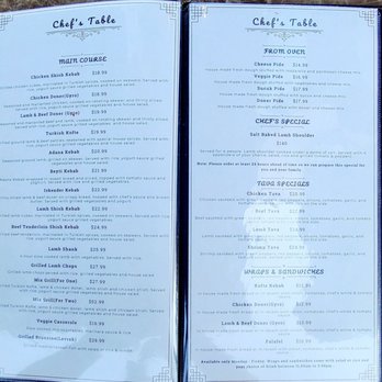 Chef’s Table - Menu - Mediterranean Near Me - San Antonio, Texas