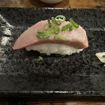 Musashi’s - Sad piece of nigiri Otoro-Fatty Tuna! This is the greyish color Otoro I've ever seen!!! It was also very stringy flesh/fibers. - Sushi Bars Near Me - Kent, Washington Musashi’s - Sad piece of nigiri Otoro-Fatty Tuna! This is the greyish color Otoro I've ever seen!!! It was also very stringy flesh/fibers. - Sushi Bars Near Me - Kent, Washington